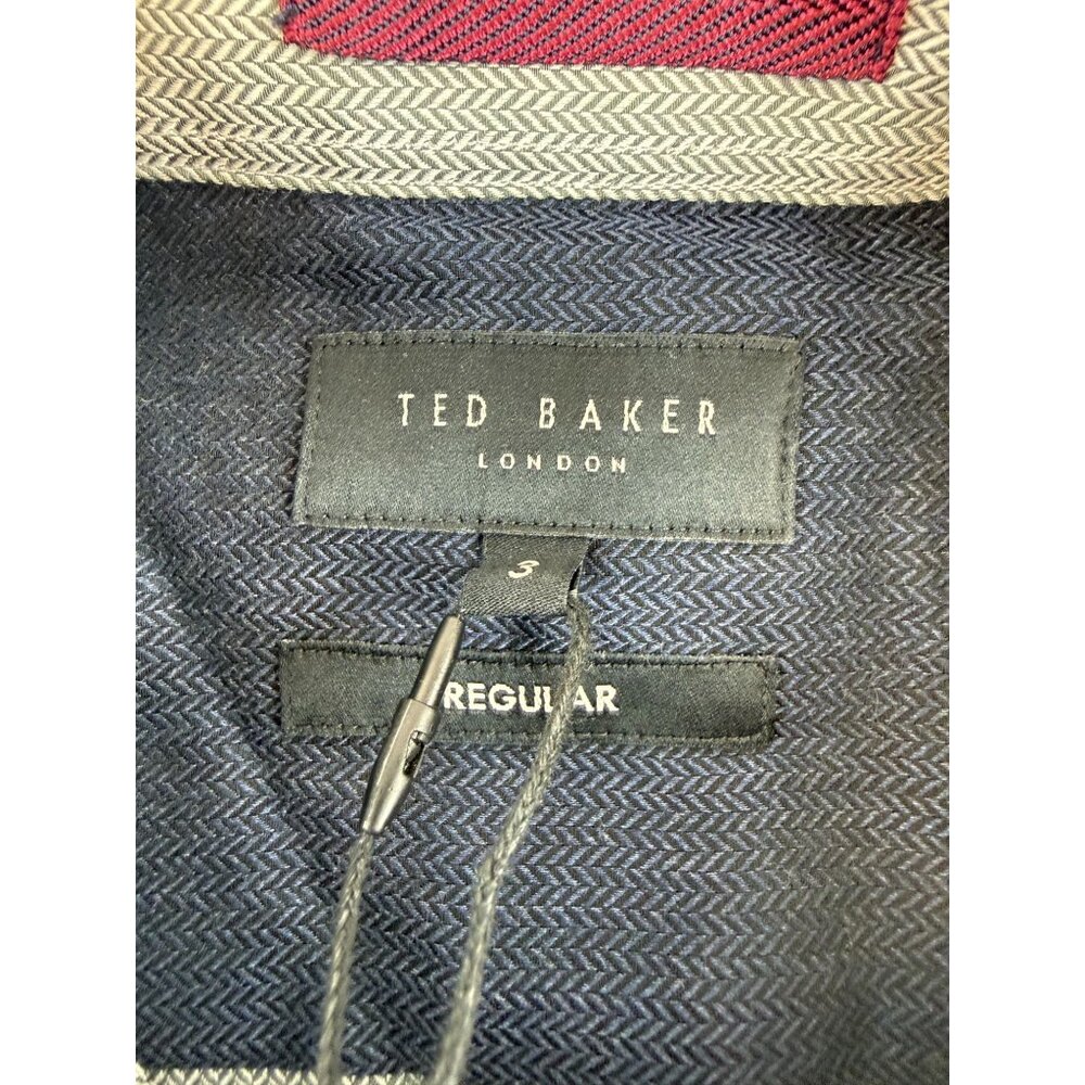 NWT Ted Baker Crotone Long Sleeve Herringbone Shirt Size 3 (M) Regular Fit in LT - Picture 6 of 15